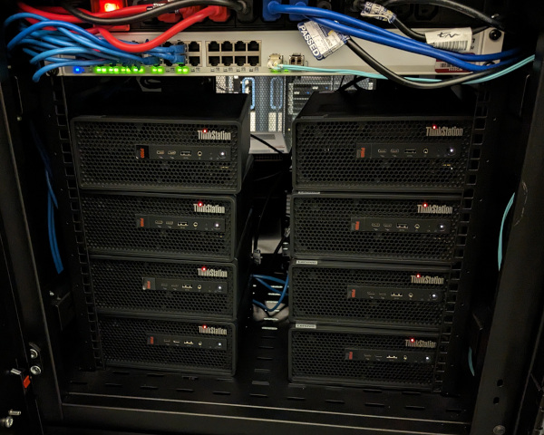 11 Hex nodes in their rack cabinet