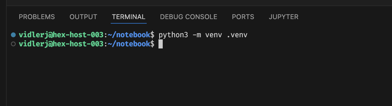 Configuring a new Virtual Environment (venv) for Python in our notebook folder