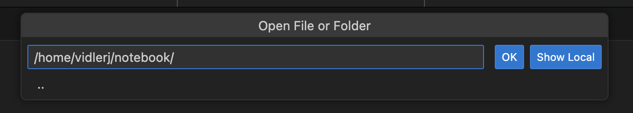 VSCode prompting to select a folder on a remote node