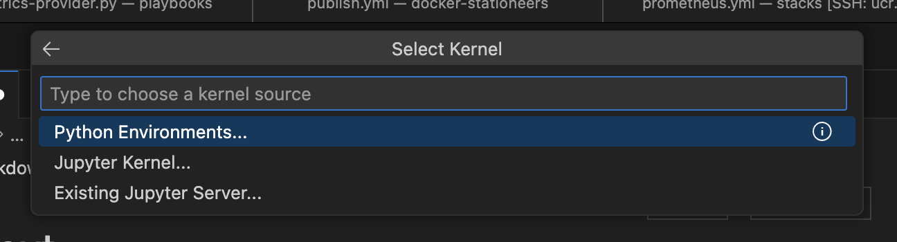 Selecting a Python kernel to run our notebook